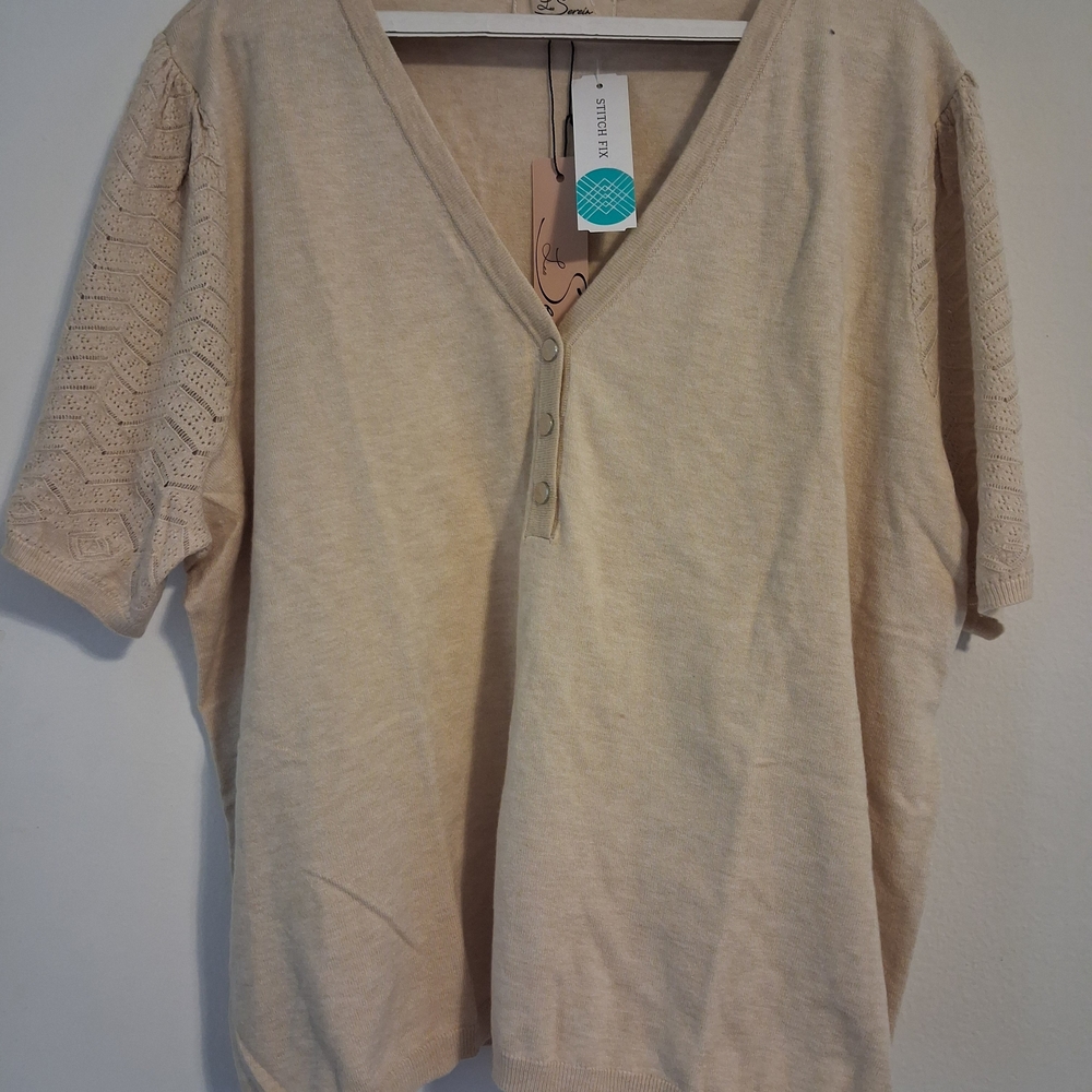 V-Neck Beige Sweater